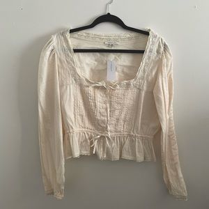 Cream square neck tie top